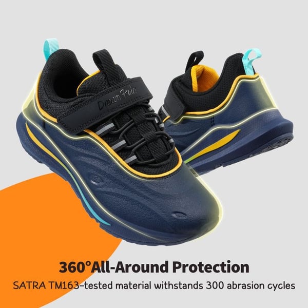 [DuraPlay Flex] Kids Protective High-Density Upper Running Shoes with Reflective Tape - DARK BLUE BLACK - 2